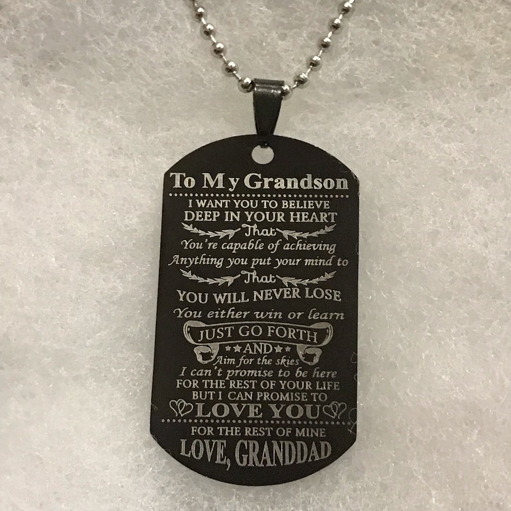 To My Grandson Stainless Steel Dog Tag Necklace